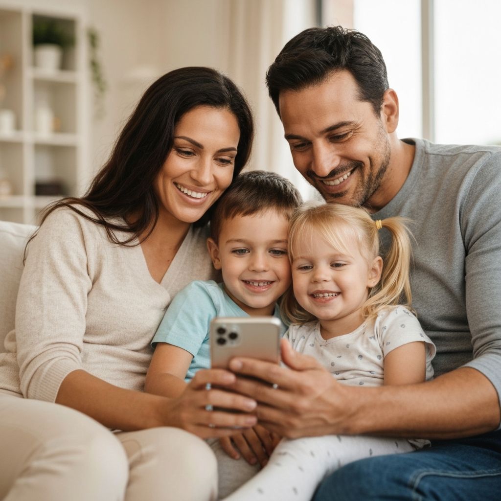 Happy family using Householder together
