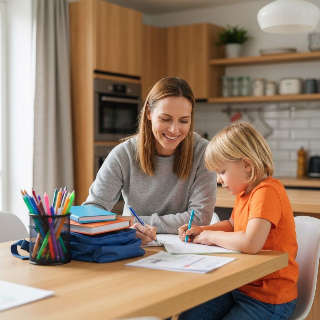 Parent helping child with homework